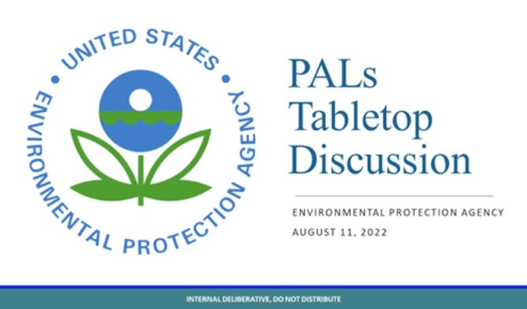 U.S. Environmental Protection Agency logo with text: PALs Tabletop Discussion