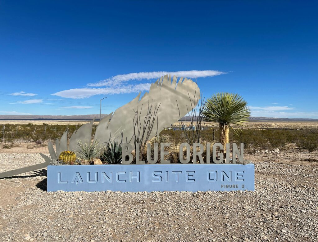 Sign for Blue Origin Launch Site One