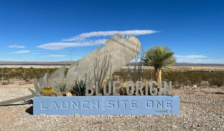 Sign for Blue Origin Launch Site One